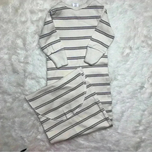 Colored Organics Gown Long Sleeved Adjustable  Tie Bottom Cream Stripes 0-3M - Picture 12 of 16